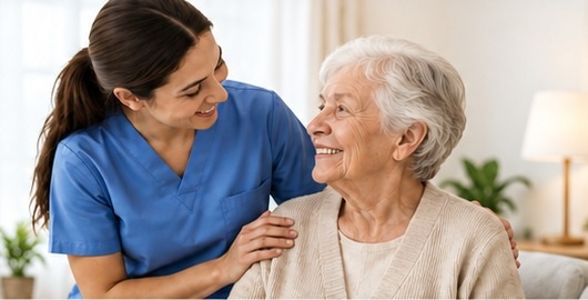 Caregiver spending time with an older adult