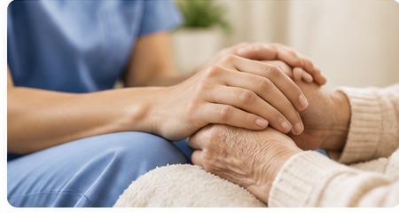 Hands showing compassionate care